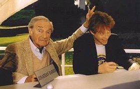 At a convention. Jonathan Harris and I